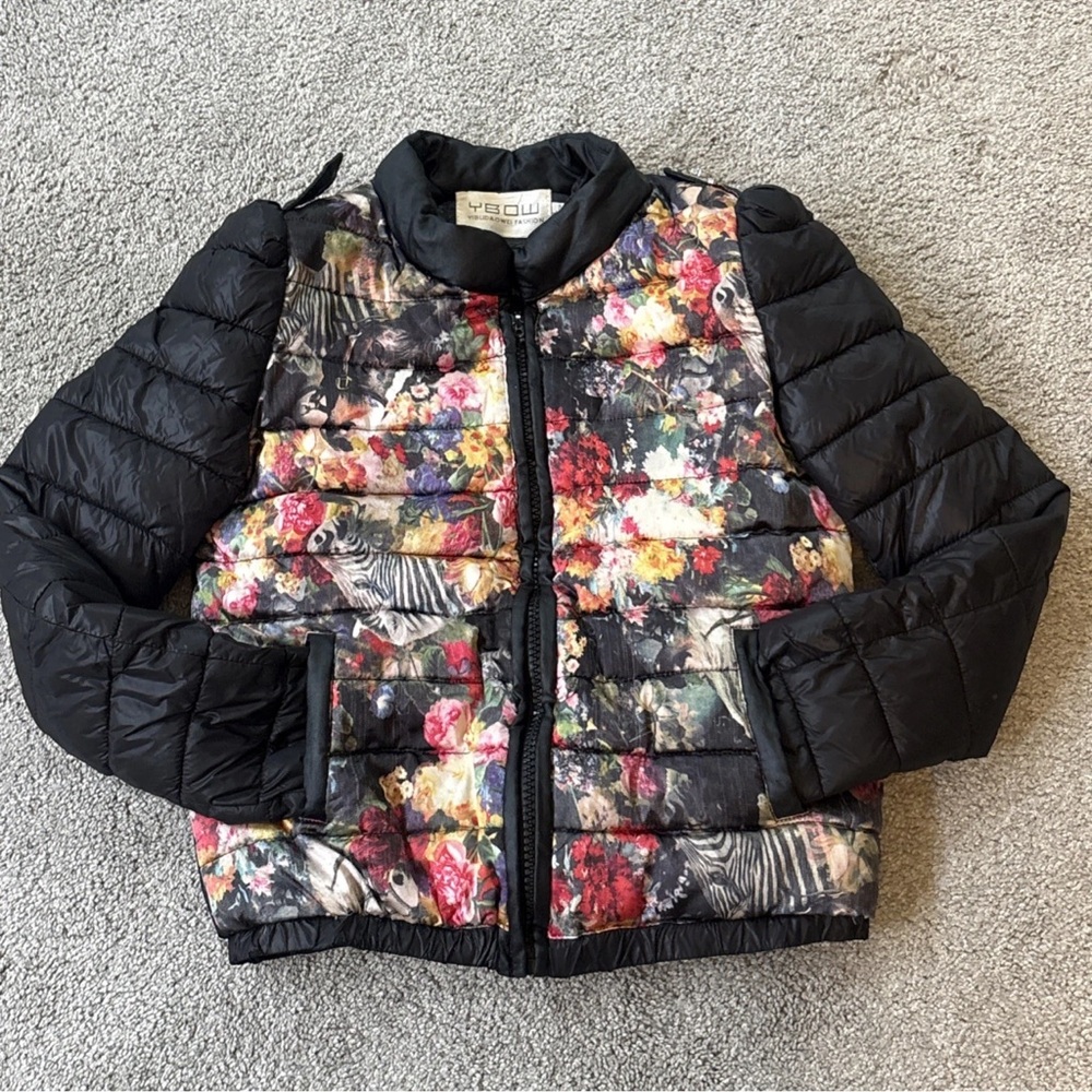 YIBUDAOWEI Fashion Couture Faux Leather streetwear Floral Puffer Coat  SZ 2P - Picture 11 of 17